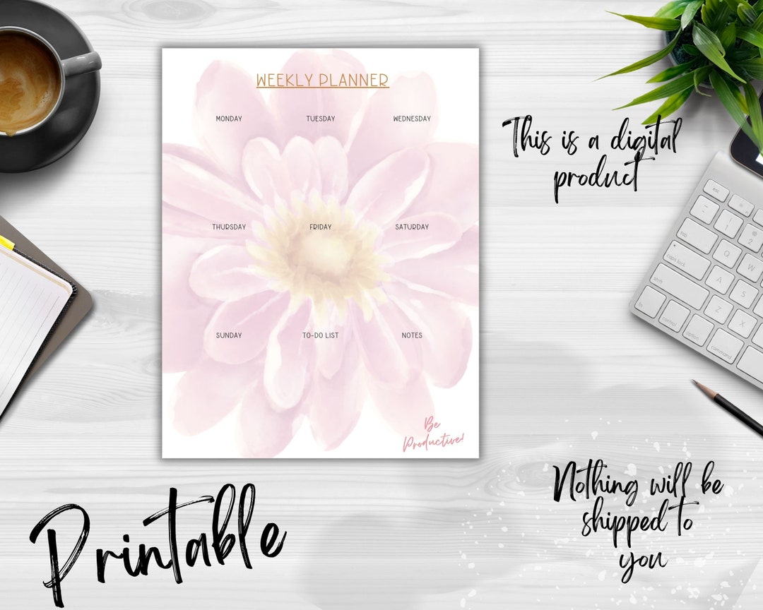 Weekly Planner Printable- Flower Theme - Etsy