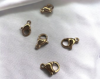 5 pc Stainless Steel 18K Gold Coated Lobster Claw Clasp, Gold Clasps Craft supplies, Jewelry Beading Supplies