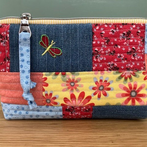 Denim & Cotton Patchwork Pouch