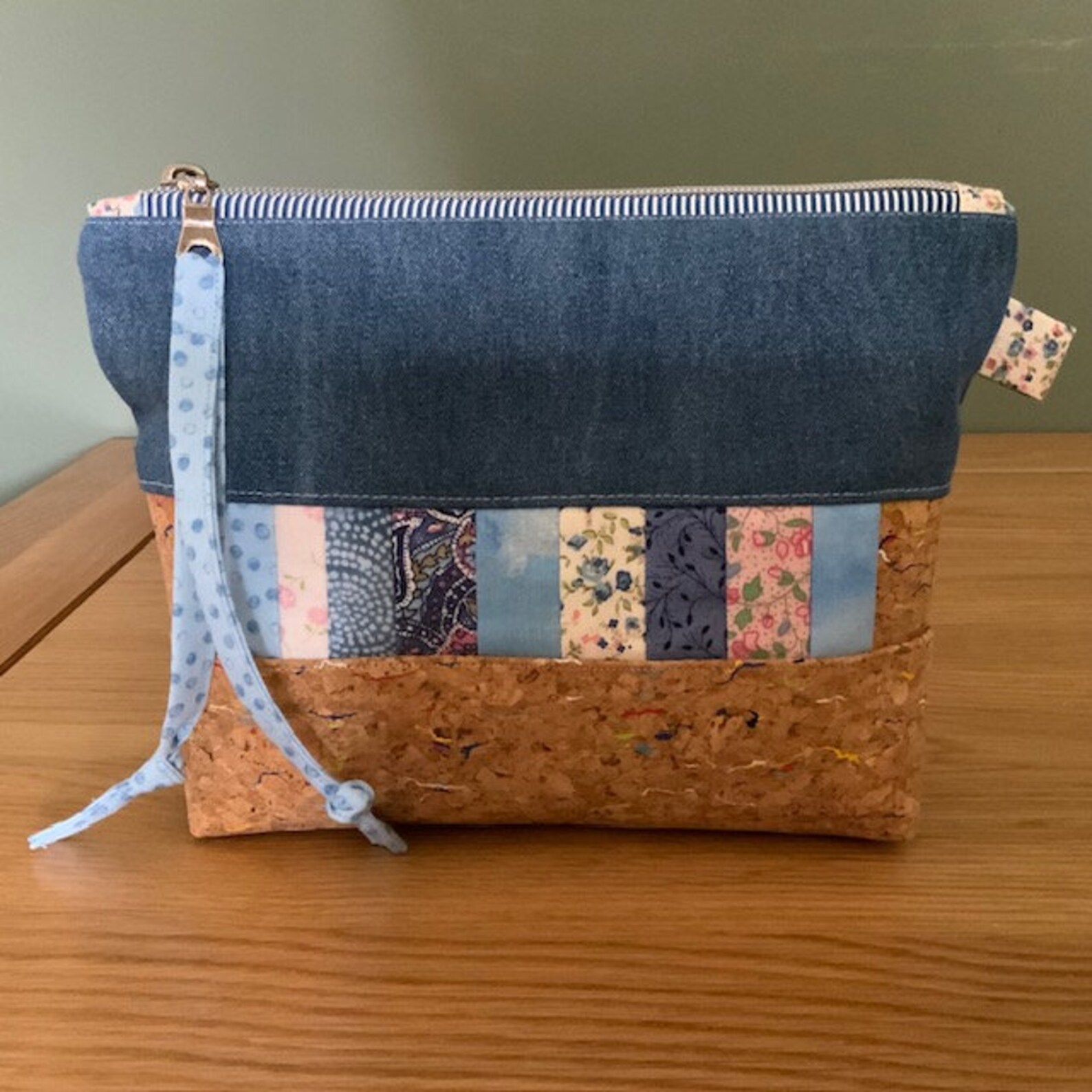 Denim and Cork Pouch - Etsy