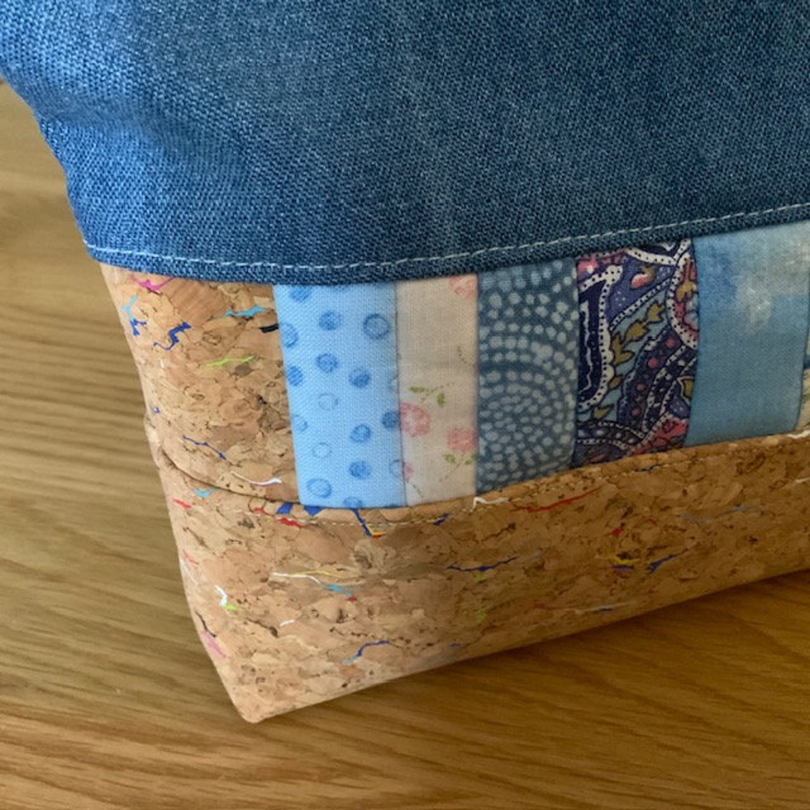 Denim and Cork Pouch - Etsy