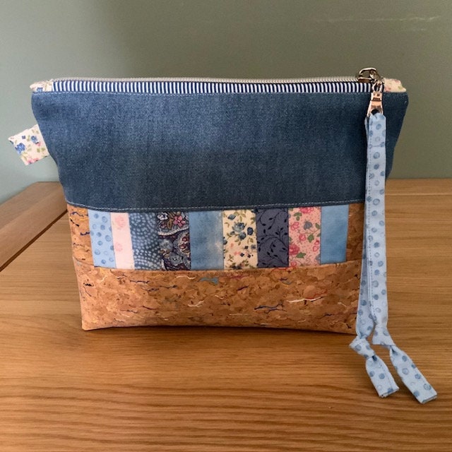 Denim and Cork Pouch - Etsy