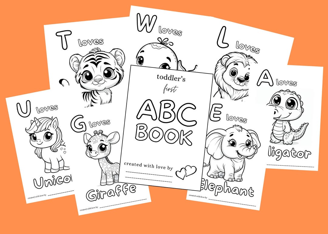 Libro para colorear del alfabeto de animales para baby shower ...