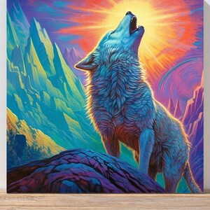 Howling Wolf Canvas, Framed Art for Home Decor, Nature