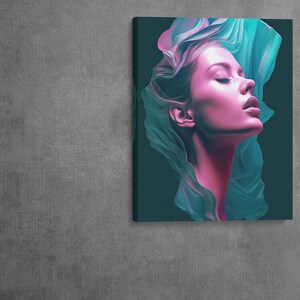 Modern Canvas Art, Woman Portrait, Wall Art, Ready to Hang Canvas, Surreal Art, Portrait Art