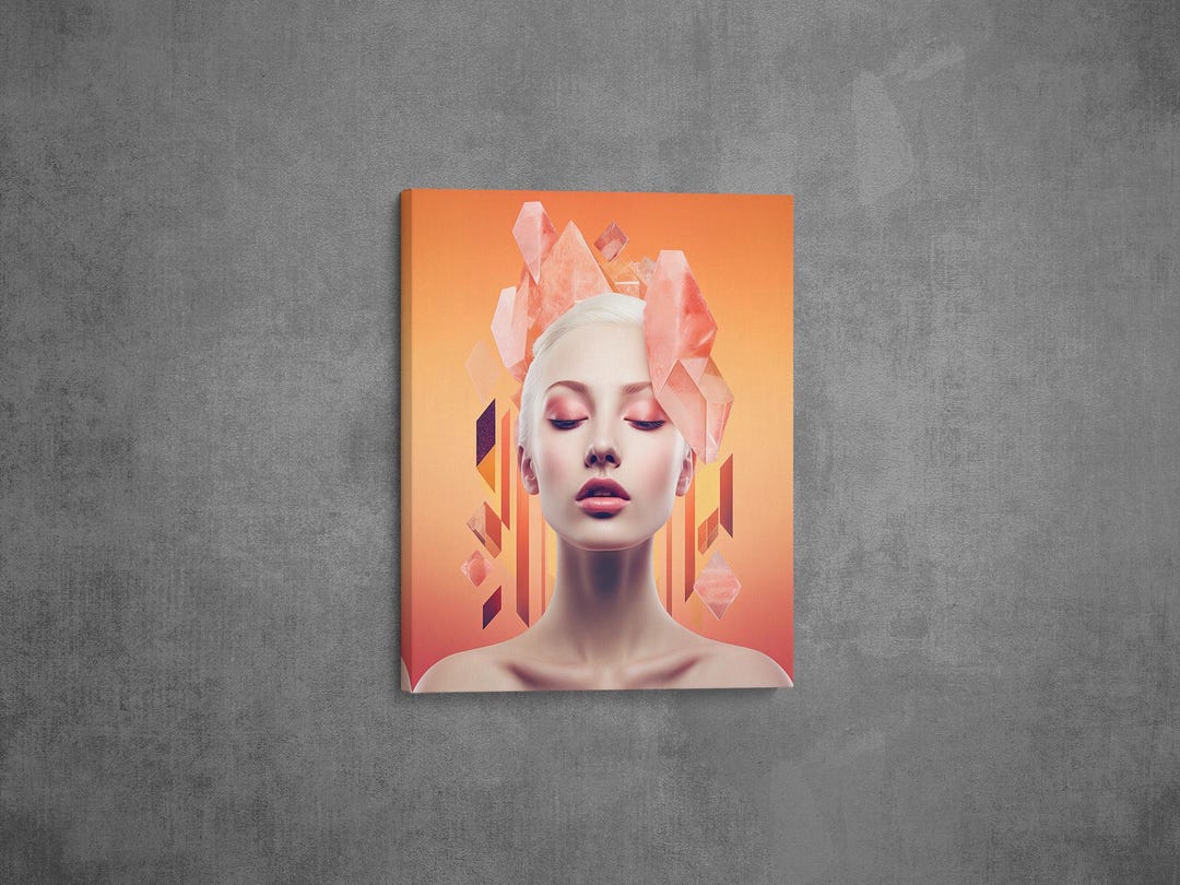 Abstract Modern Canvas Art, Colorful Wall Decor, Woman Portrait Print ...