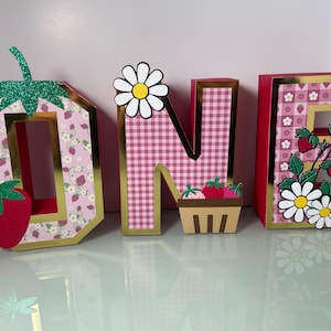 Personalized Strawberry 3D ONE Letters
