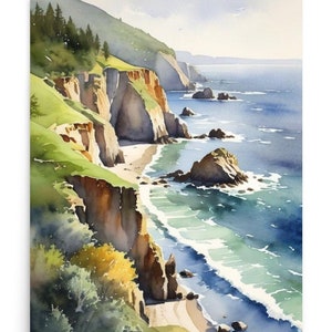 Big Sur Painting California Coast Watercolor Art Print Travel Wall Print Seascape Art California Coastline Artwork Big Sur Art Poster