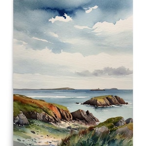 Irish Coast Watercolor Art Print: Wild Atlantic Seascape