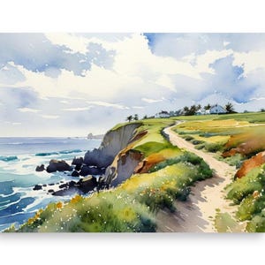 Wild Atlantic Way Painting Ireland Coastal House Watercolor Art Print Ireland Seashore Art Ireland Seascape Achill Island Art Irish Seaside