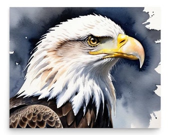 鷲の壁アート 飛ぶ白頭鷲の水彩画 猛禽類のプリント 茶色の鷲の絵画