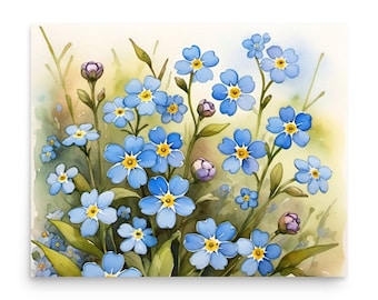 Forget-Me-Nots Watercolor Art Print: Botanical Floral Poster