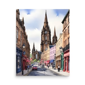 Edinburgh Painting Scotland Watercolor Art Print Scottish Cityscape Print Edinbutgh Town Wall Art Travel Poster Cityscape Art Print