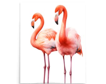 Flamingo Watercolor Art Print: Two Pink Birds, Nursery Wall Decor