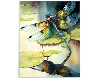 トンボとてんとう虫の水彩画アートプリント - Etsy 日本