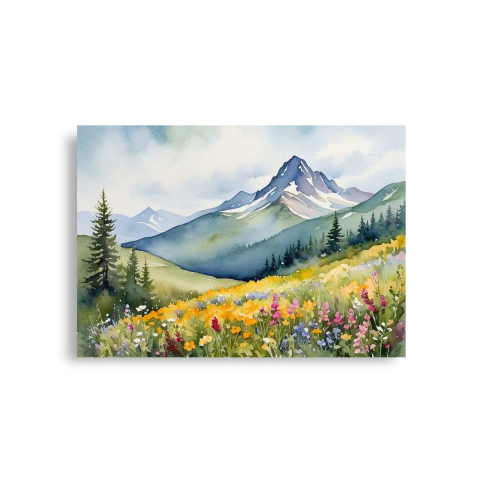 Colorado Wildflower Meadow Watercolor Art Print: Mountain Landscape - Etsy