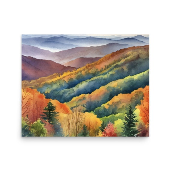 Smoky Mountains Painting Appalachian Mountain Autumn