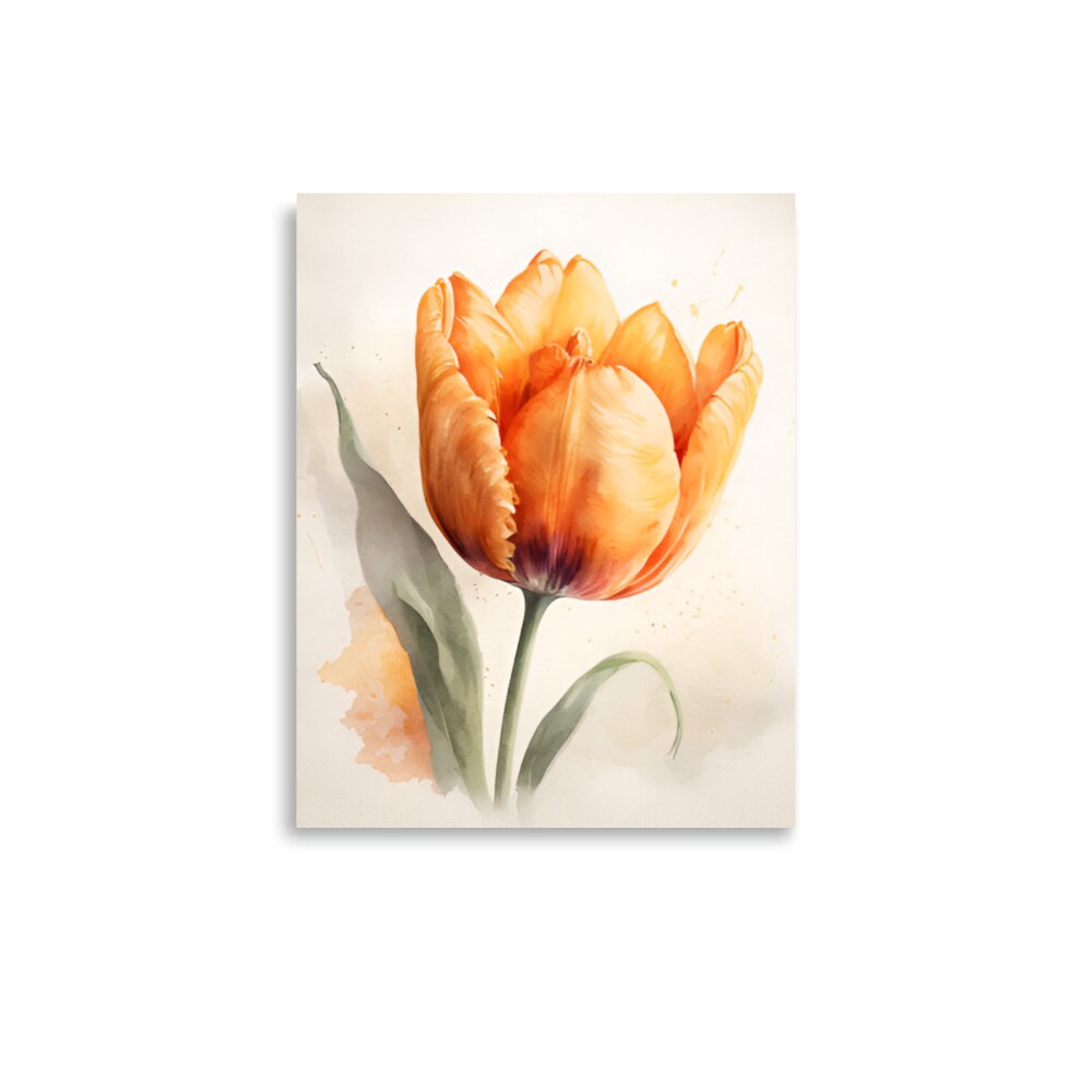 Orange Tulip Watercolor Art Print: Botanical Floral Poster - Etsy