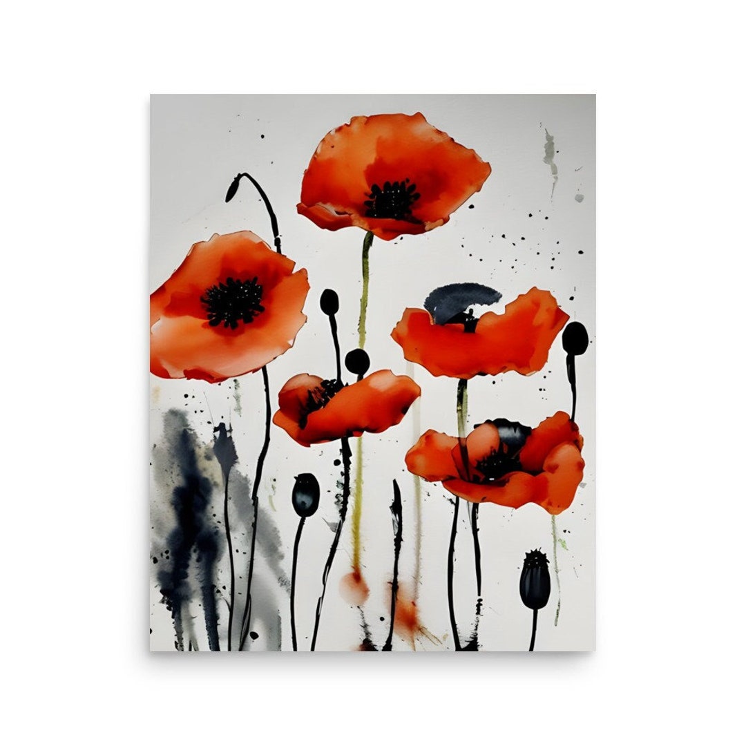 Red Poppy Watercolor Art Print: Botanical Floral Wall Art - Etsy