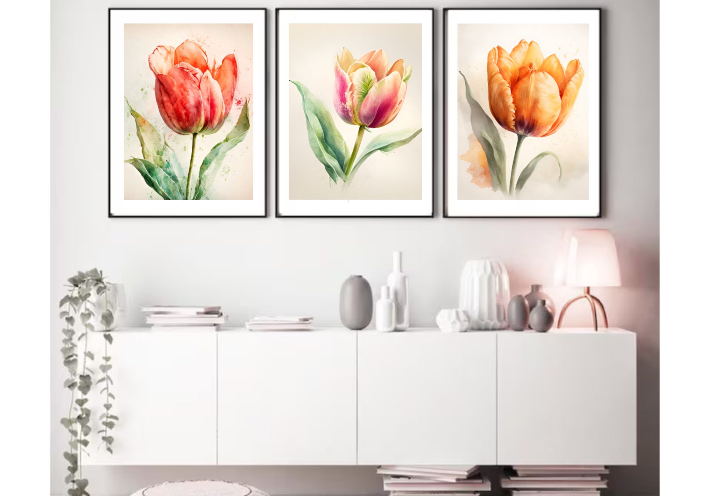 Orange Tulip Watercolor Art Print: Botanical Floral Poster - Etsy