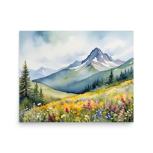Colorado Wildflower Meadow Watercolor Art Print: Mountain Landscape - Etsy