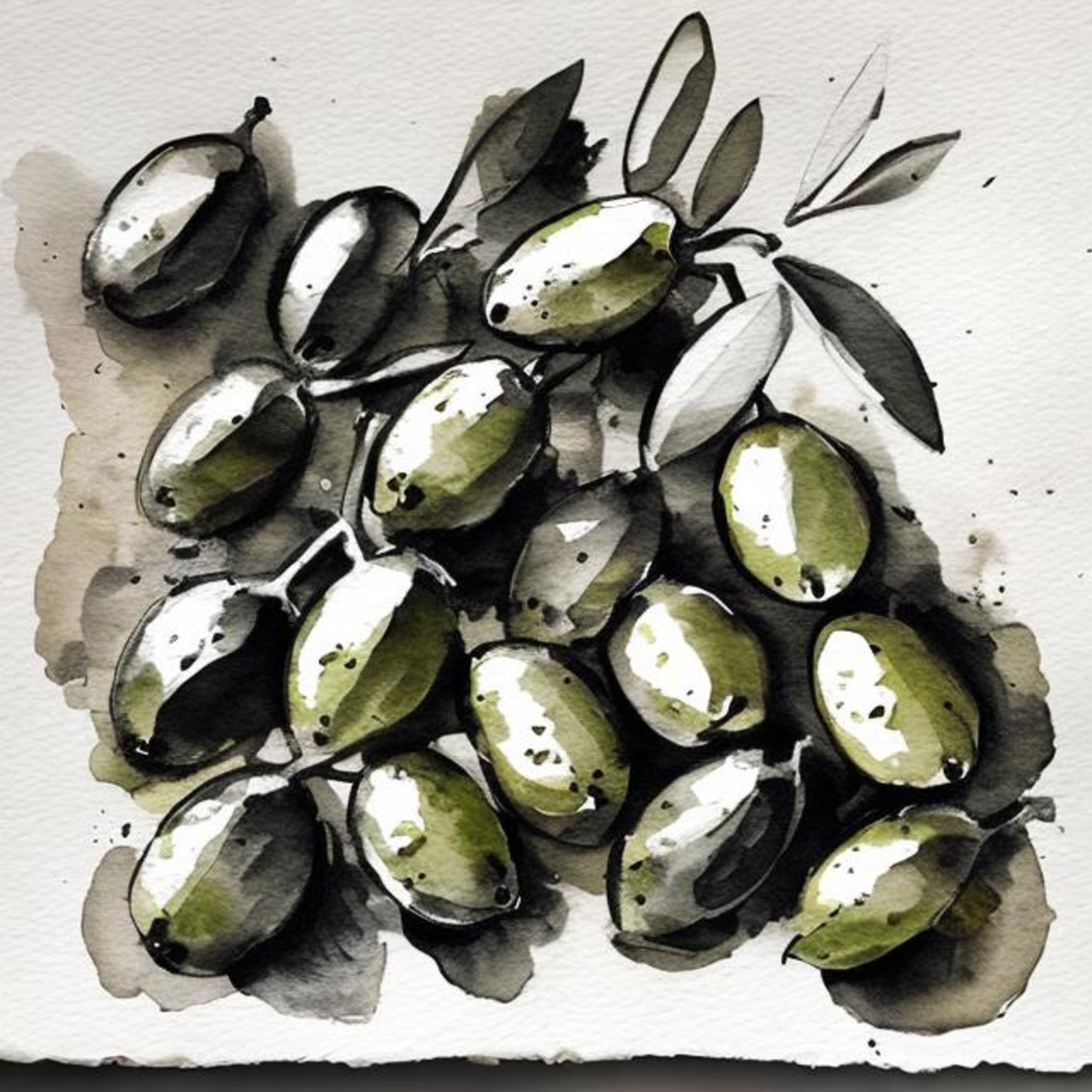 絵画　モダンアート　水彩画原本『Olive』 agmotokawa_wakamatsuaiko-