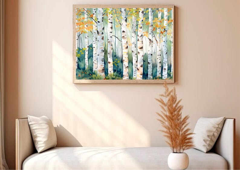 Autumn Birch Trees Watercolor Art Print: Colorado Forest Landscape - Etsy