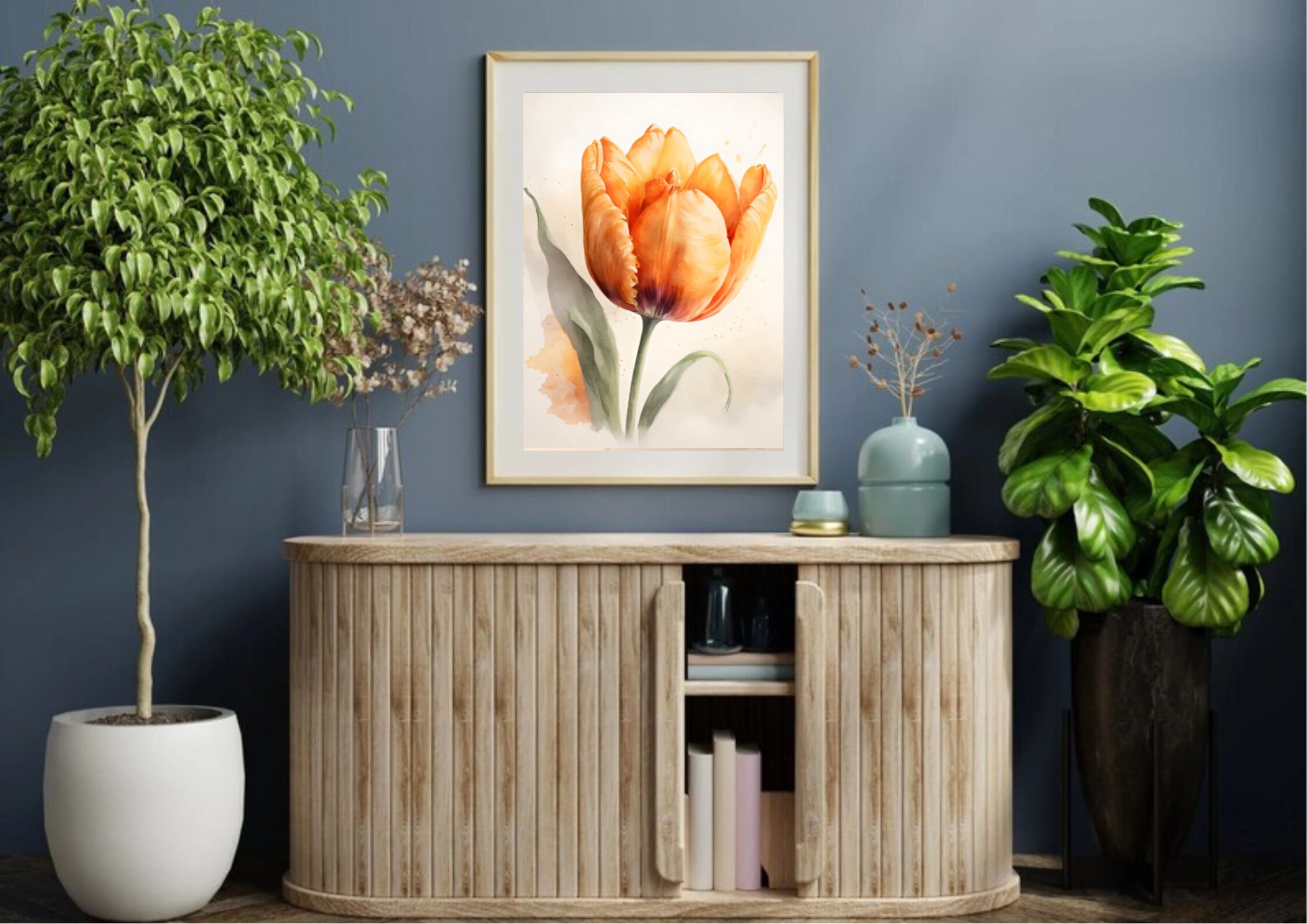 Orange Tulip Watercolor Art Print: Botanical Floral Poster - Etsy