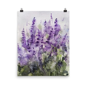 Lavender Painting Watercolor Lavender Art Botanical Art Print Flowers Abstract Painting Floral Wall Art Farmhouse Wall Decor Lavender Print