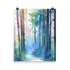 Forest Road Painting Custer State Park Watercolor Art Print South Dakota Spring Landscape Wall Art Foggy Trees Art Nature Painting