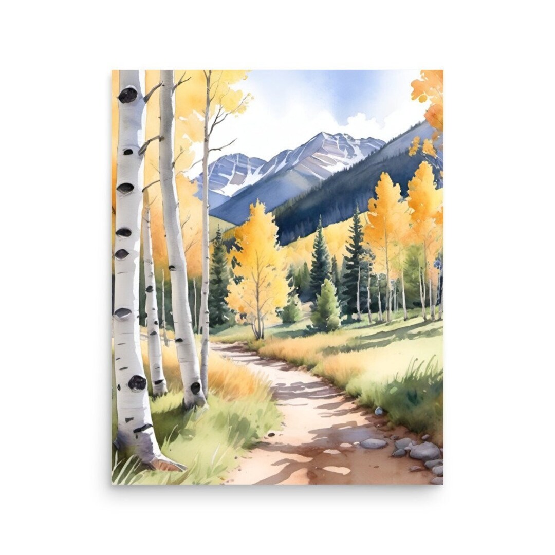 Aspen Landscape Art Print: Colorado Mountain Forest Watercolor - Etsy