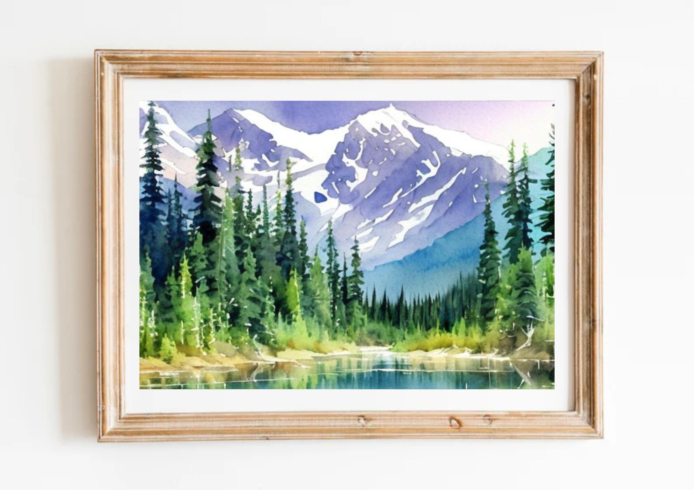 絵画 Mountain ridge lake The Joy of Painting