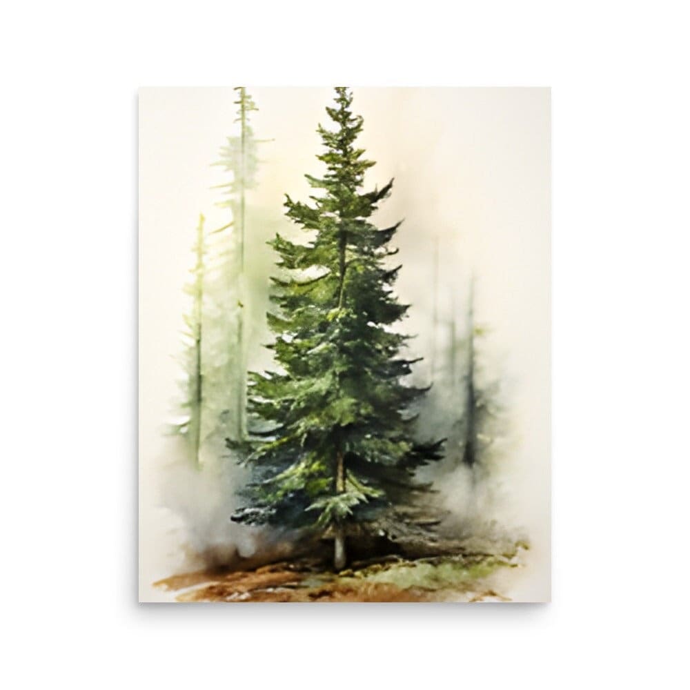 Pine Tree Watercolor Art Print: Botanical Farmhouse Wall Decor