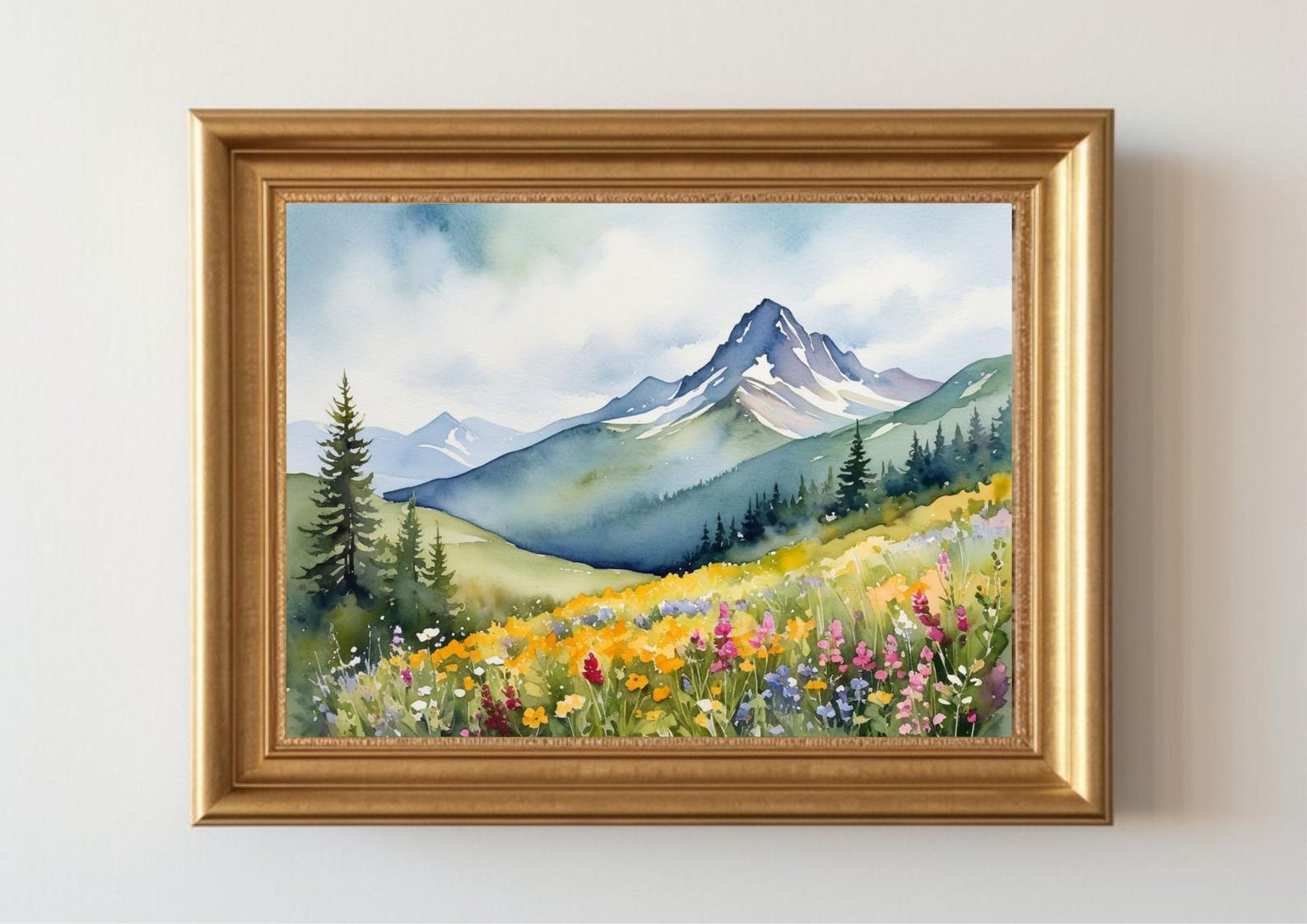 Colorado Wildflower Meadow Watercolor Art Print: Mountain Landscape - Etsy