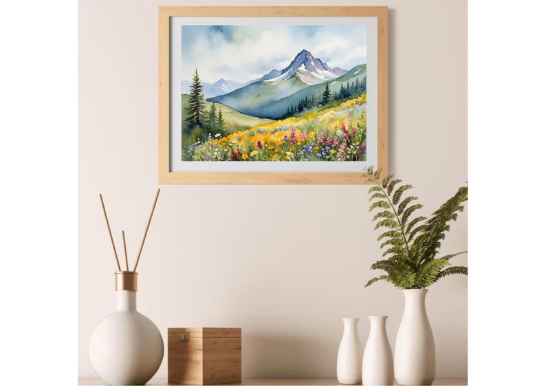 Colorado Wildflower Meadow Watercolor Art Print: Mountain Landscape - Etsy