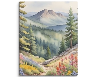 Rocky Mountains Canvas Print: Colorado Wildflower Meadow Landscape Art