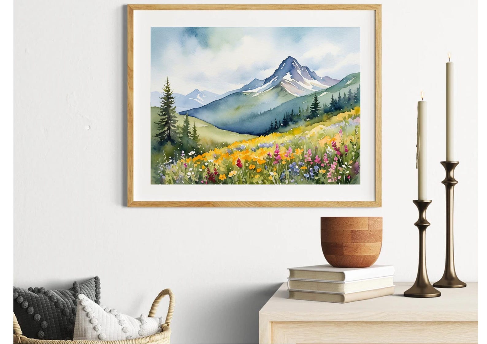 Colorado Wildflower Meadow Watercolor Art Print: Mountain Landscape - Etsy