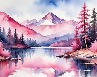 Jenny Lake Watercolor Art Print: Grand Tetons Mountain Landscape