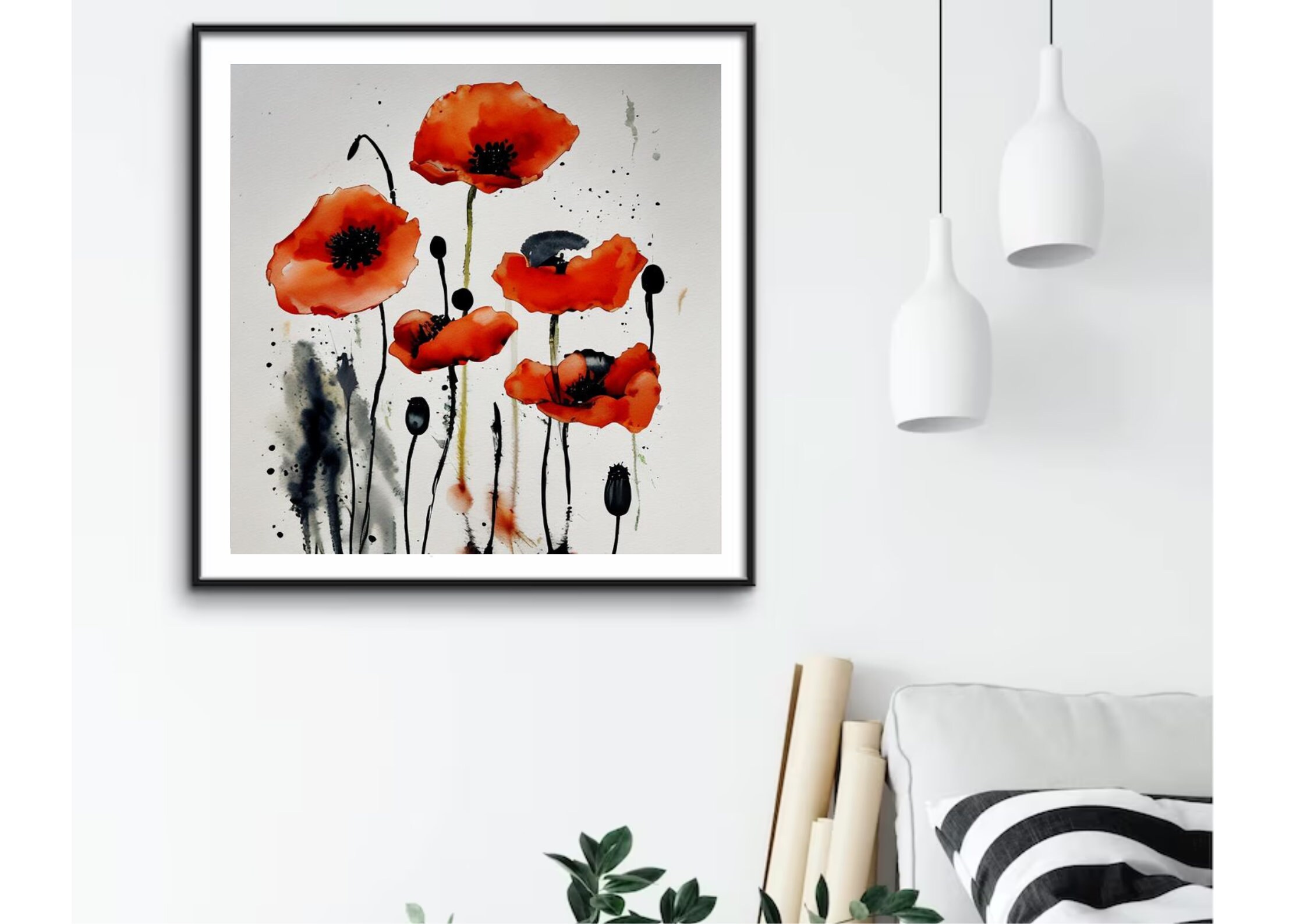 Red Poppy Watercolor Art Print: Botanical Floral Wall Art - Etsy