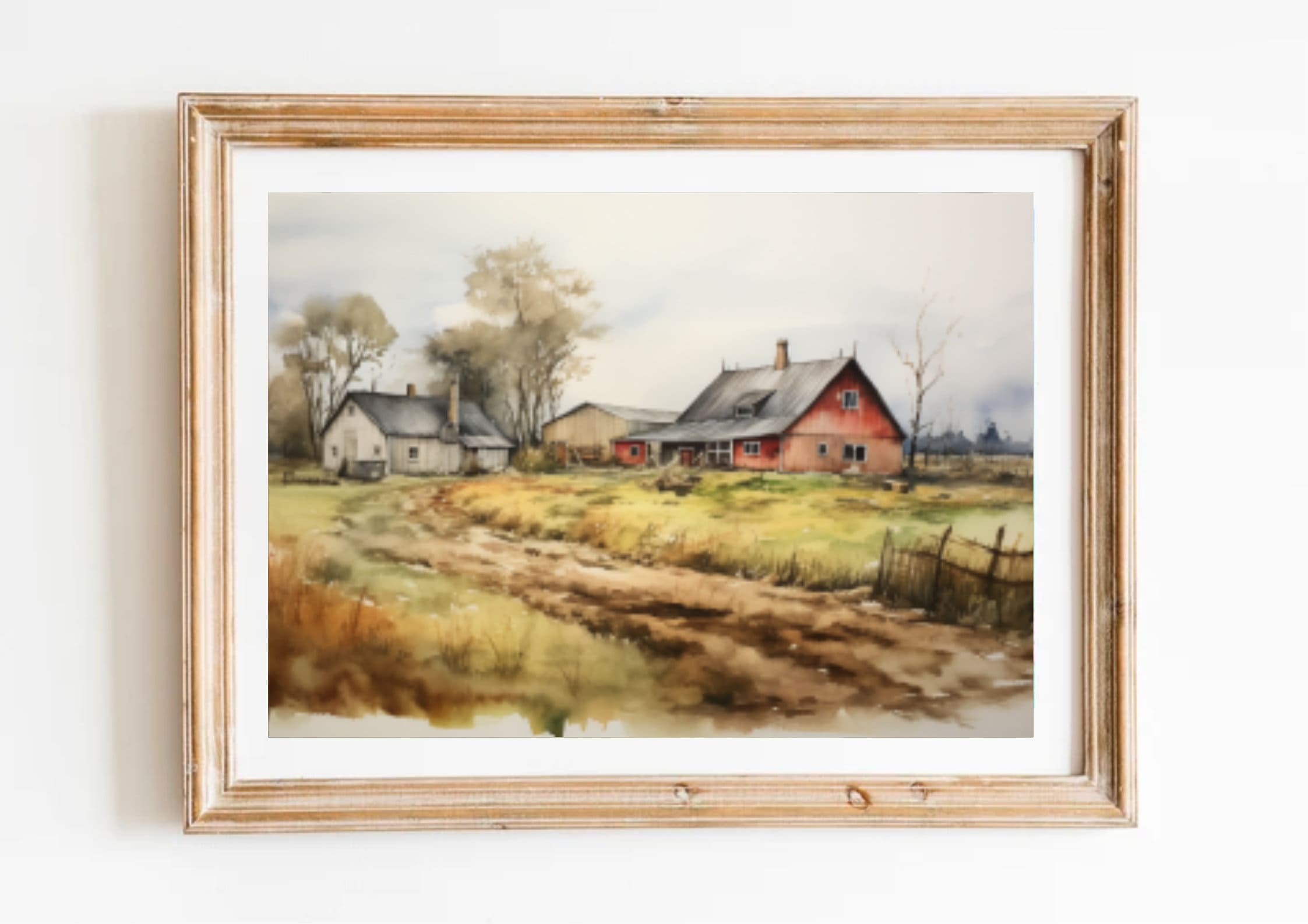 Red Barn Watercolor Painting Vermont Farmhouse Art Print Red Barn Art ...