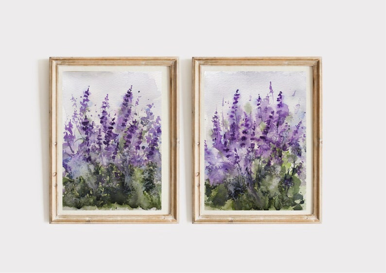 Lavender Watercolor Painting: Purple Floral Botanical Art Print - Etsy