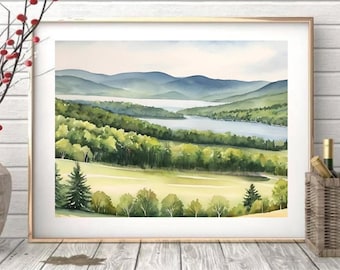 Custom Order Vermont Green Mountain Landscape Watercolor Painting
