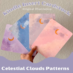 Papier cartonné illustration originale pour Kindle | Nuages célestes pastel | Kindle Paperwhite et Oasis | Papier cartonné uniquement