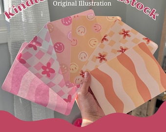 Original Illustration Cardstock Kindle Insert | Retro Boho Patterns | Summer Kindle Insert| Kindle Paperwhite, Oasis | Cardstocks