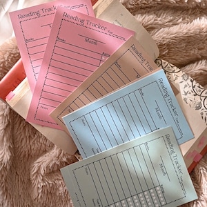 6 Book Review Cards |4.5”x6.5” | Pink, Sky Blue, Mint, and Pastel Brown Cards | Bookish Gift | Book Lover Bookmark | Reader stationery |