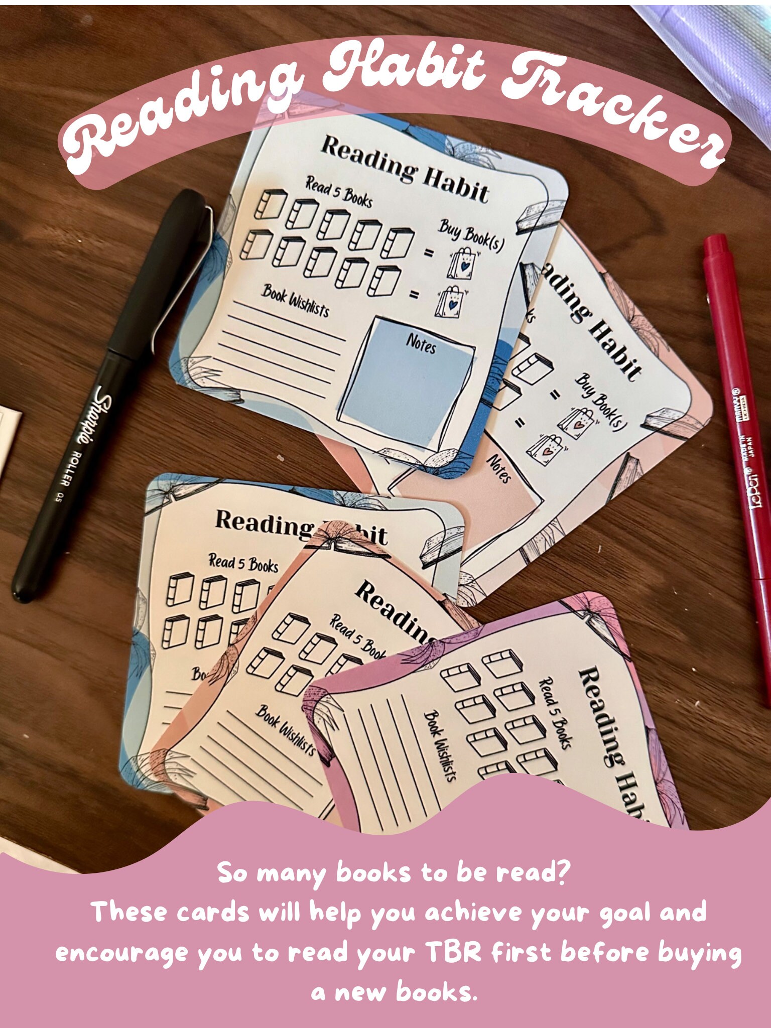Tracker Cards.pdf Reading Habit Tracker Cards | Pastel Colors, Book Wishlist - Etsy
