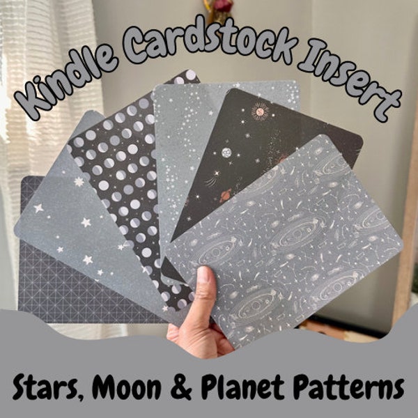 Kindle Cardstock Insert | Celestial Dark Color Pattern | Stars, Moon & Planet Patterns | Kindle Paperwhite 11th Gen. | Cardstock Print Only