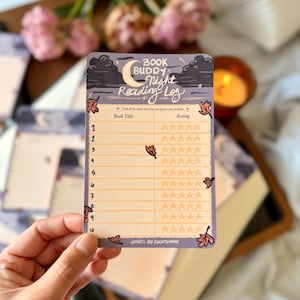 Book Review Cards | Book Buddy Night Reading Log Cards | Cozy Fall Reading Tracker | Single or Pack