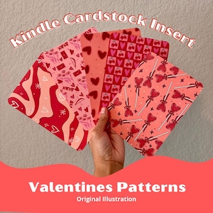 Original Illustration Cardstock Kindle Insert | Valentines Patterns Kindle Inserts | Heart Kindle Insert Paperwhite, Oasis | Cardstocks