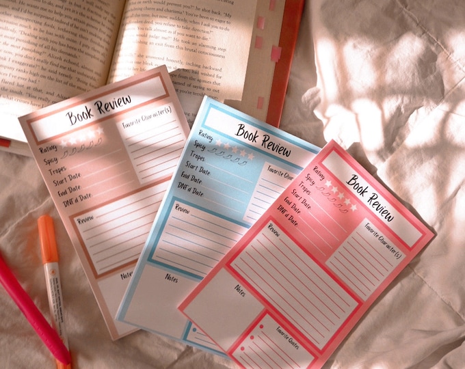 Reading Notepad Book Review Notepad Book Notes Etsy